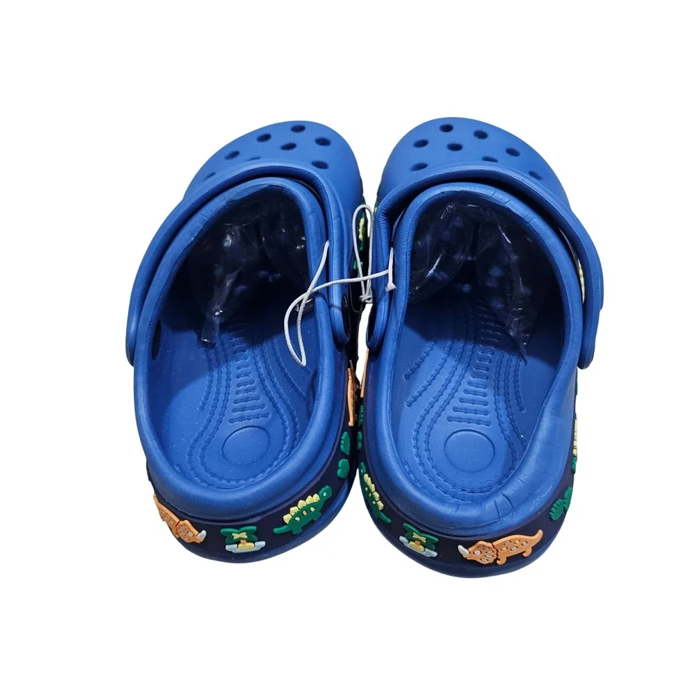 Dinosaur Clogs Kids EU 28 10-11.5K Blue Slip On Foam Water Shoes Jurassic Theme